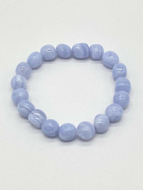 Chalcedon blau Nugget Armband