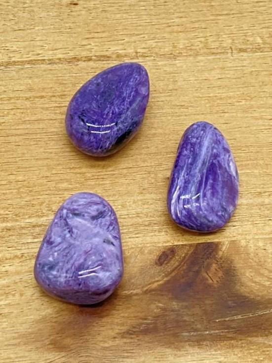 Charoite teardrop stone drilled