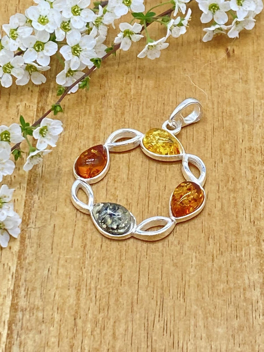 Amber pendant 925 silver