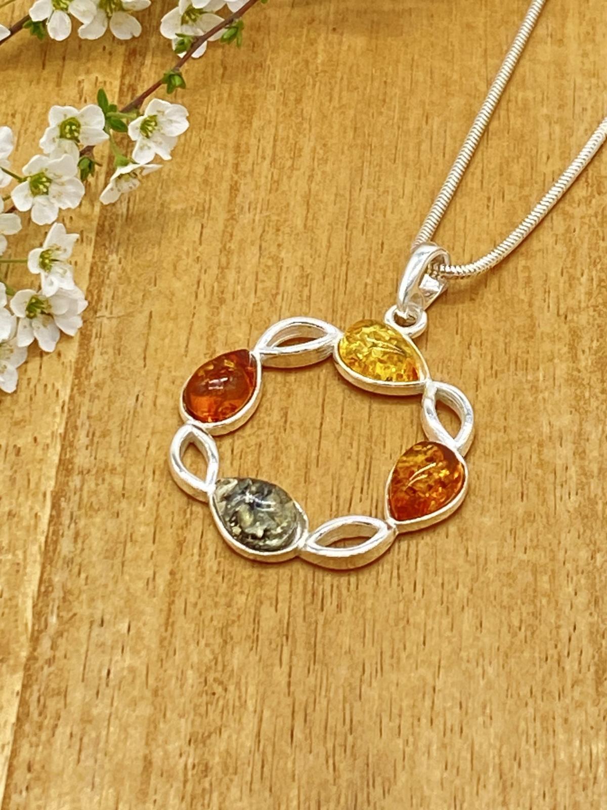 Amber pendant 925 silver