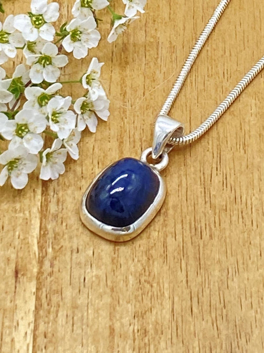 Sapphire blue pendant 925 silver