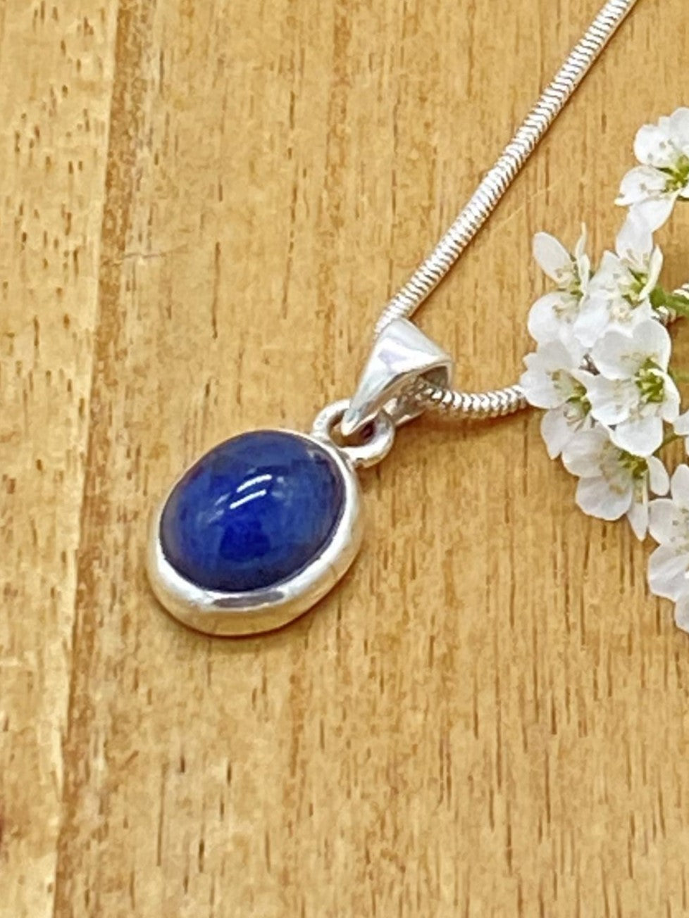 Sapphire blue pendant 925 silver