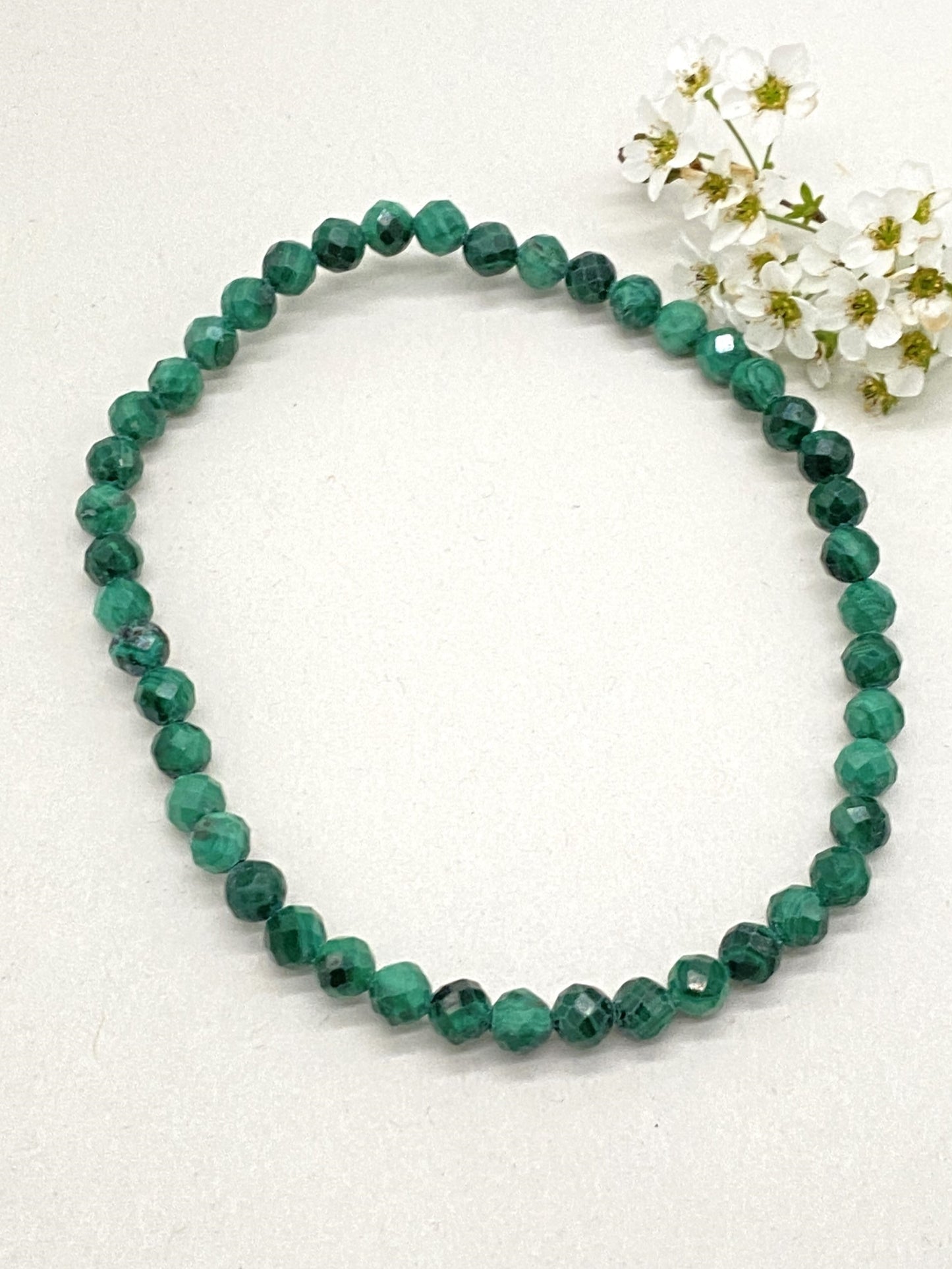 Malachite bracelet 4mm balls faceted