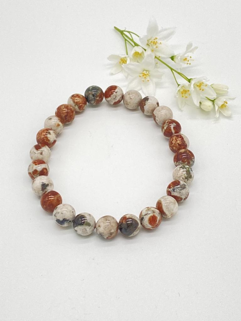 Garnet Wollastonite Bracelet 8mm Beads