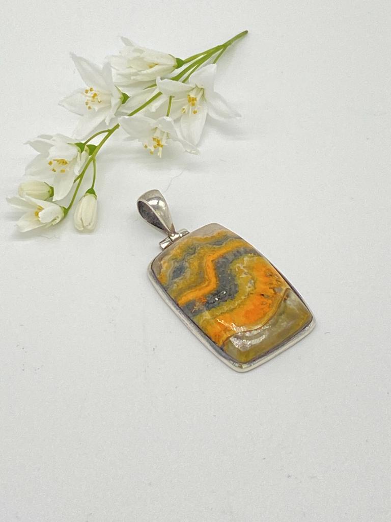 Bumblebee Jasper Pendant 925 Silver