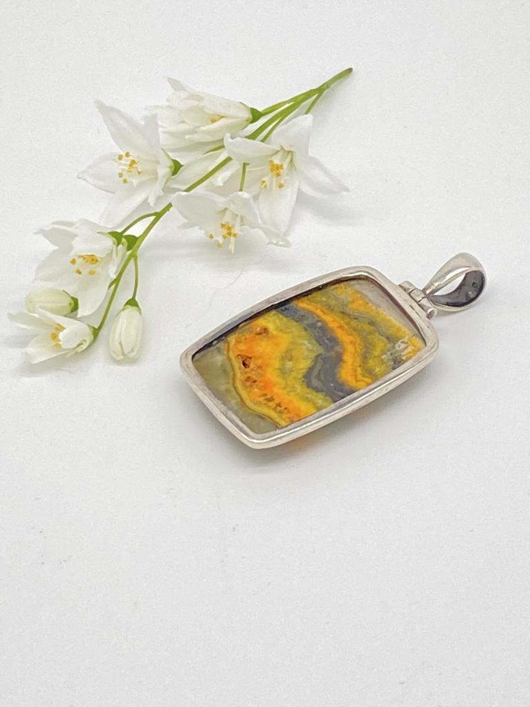 Bumblebee Jasper Pendant 925 Silver