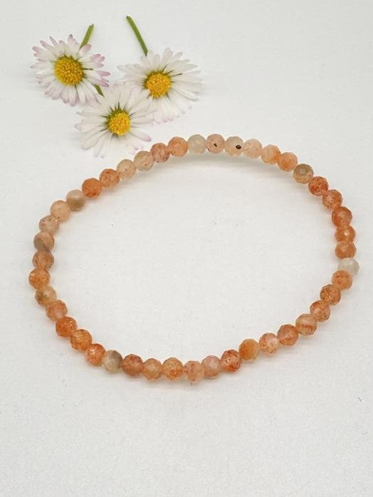 Sunstone bracelet 4mm balls faceted