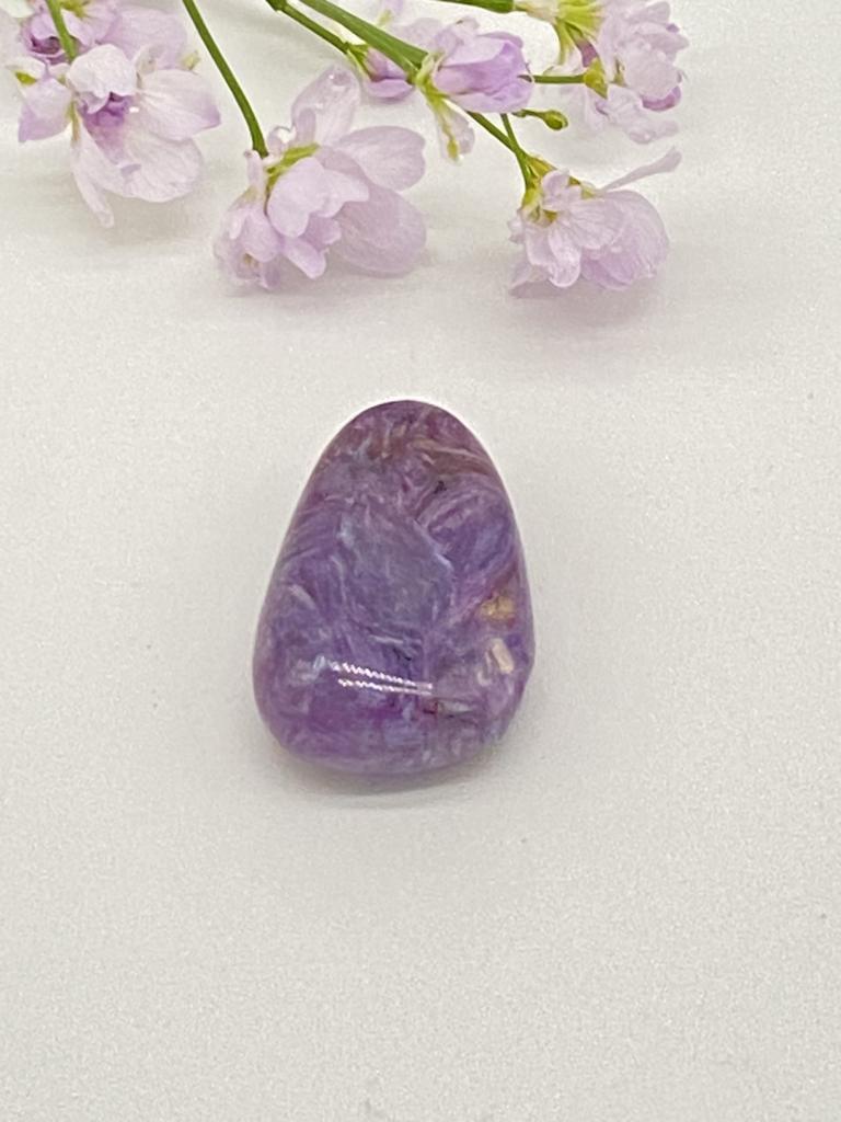 Charoite teardrop stone drilled