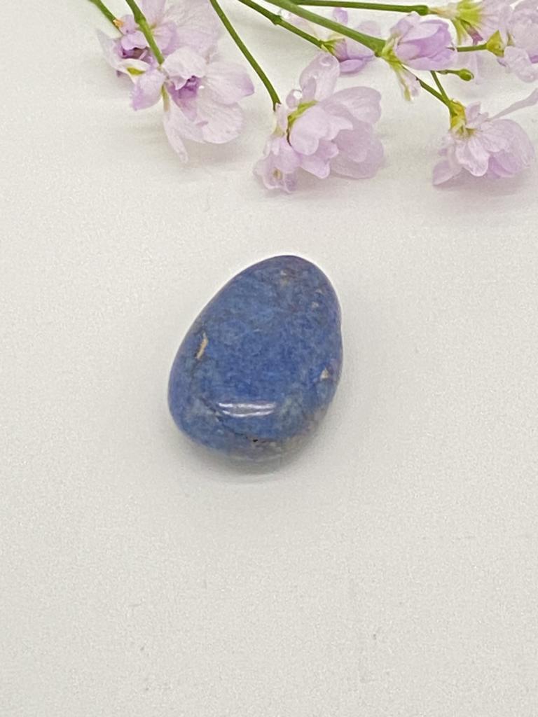 Dumortierite teardrop stone drilled