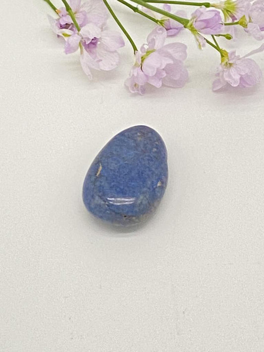 Dumortierite teardrop stone drilled