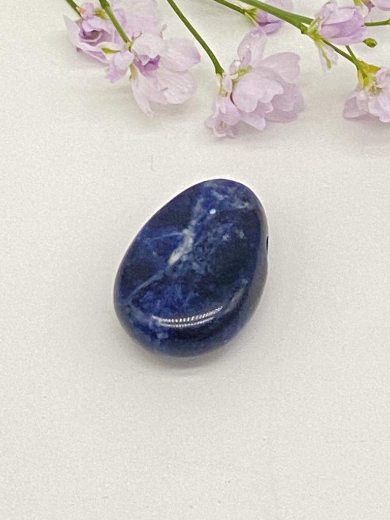 Sodalite teardrop stone drilled