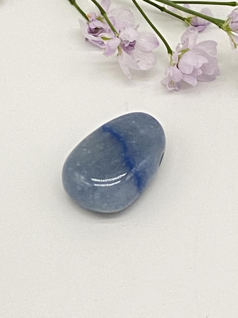 Blue quartz drop stone drilled