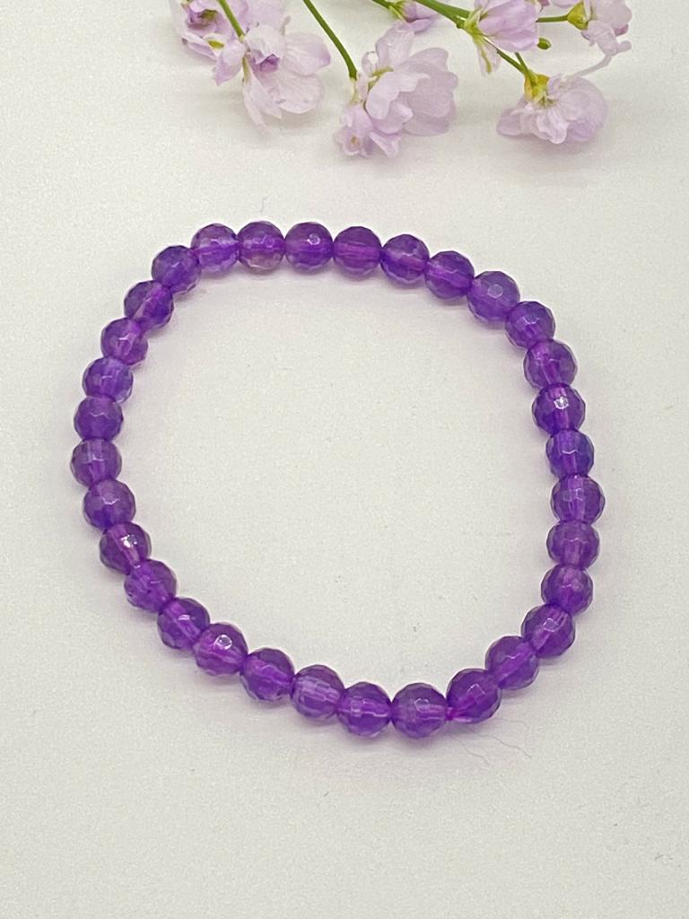 Amethyst AA bracelet 6mm balls faceted