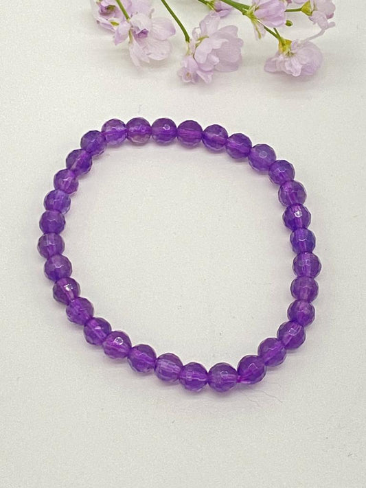 Amethyst AA Armband 6mm Kugeln facettiert