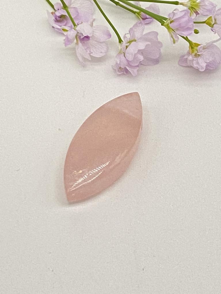 Rose quartz navette pendant drilled