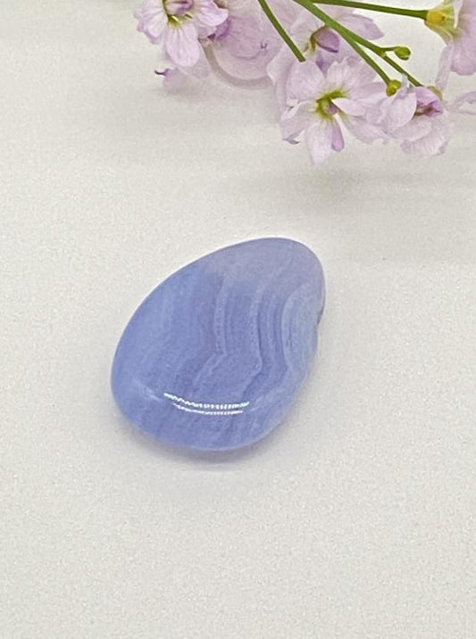 Chalcedony blue teardrop stone drilled