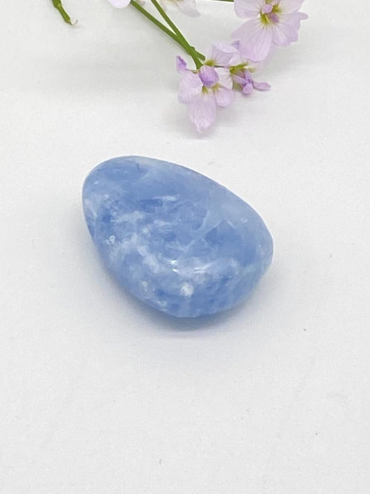 Calcite blue teardrop stone drilled