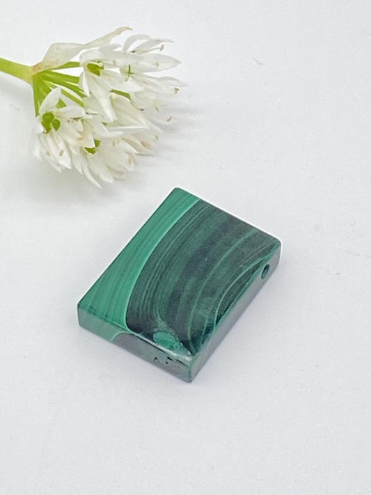 Malachite rectangle drilled