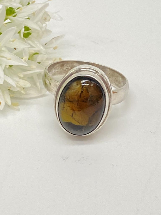 Tourmaline yellow ring size 57