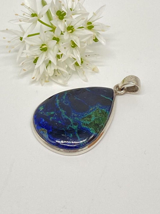 Azurite Malachite Pendant 925 Silver