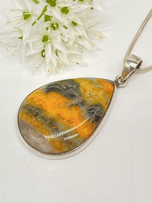 Bumblebee Jasper Pendant 925 Silver