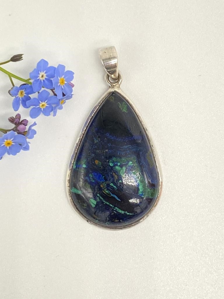 Azurite Malachite Pendant 925 Silver