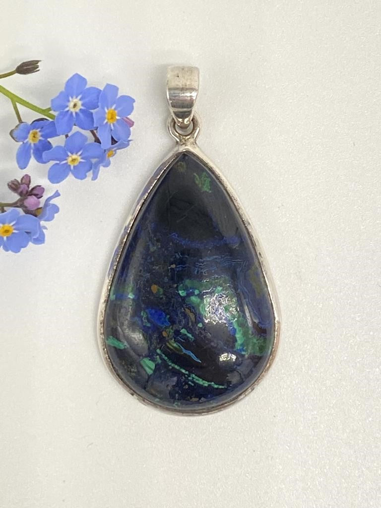 Azurite Malachite Pendant 925 Silver