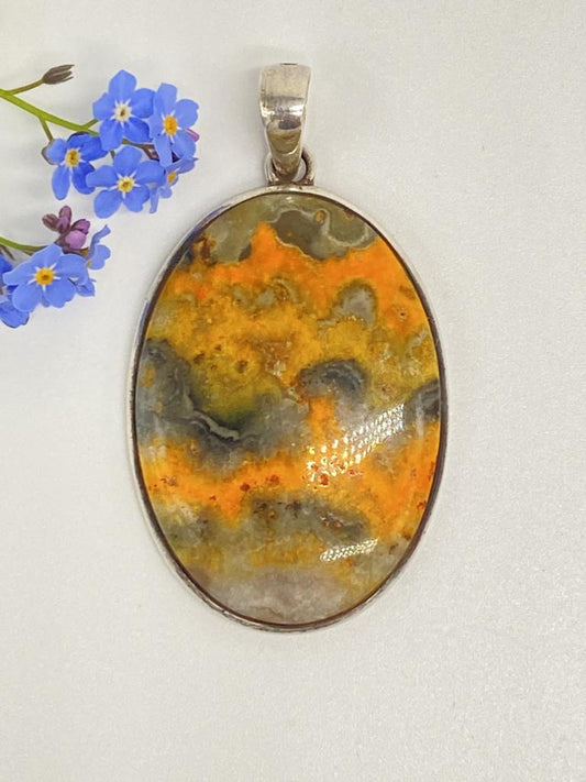 Bumblebee Jasper Pendant 925 Silver 