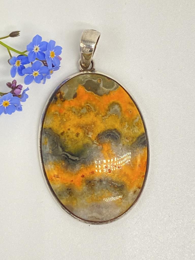 Bumblebee Jasper Pendant 925 Silver 