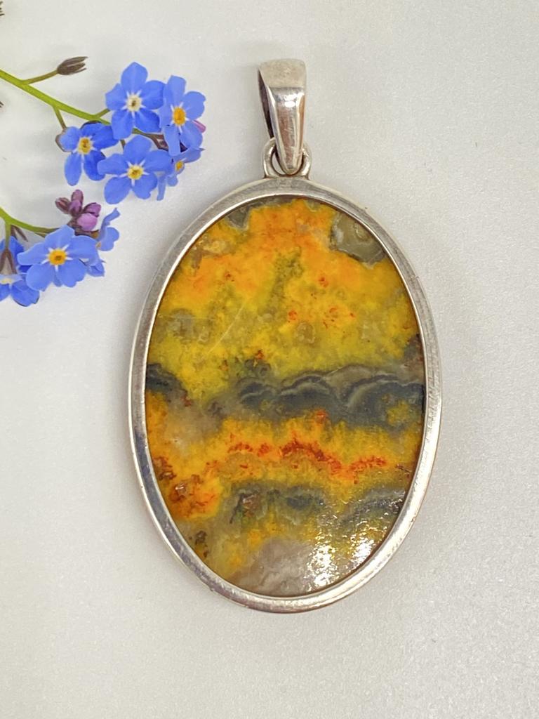 Bumblebee Jasper Pendant 925 Silver 