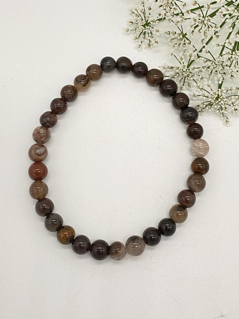 Petrified wood bracelet 6mm beads