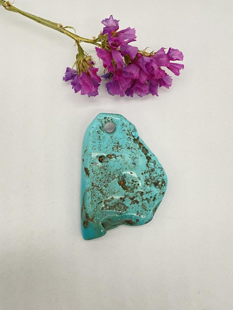 Turquoise pendant drilled - unique