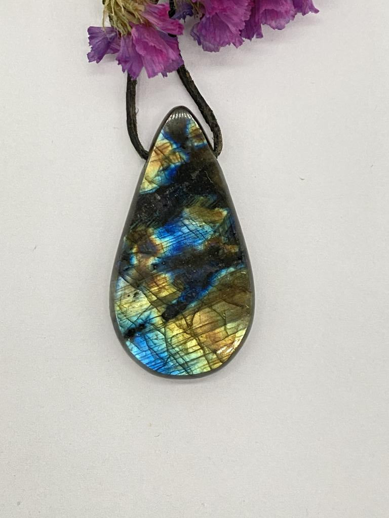 Labradorite pendant with hole - unique