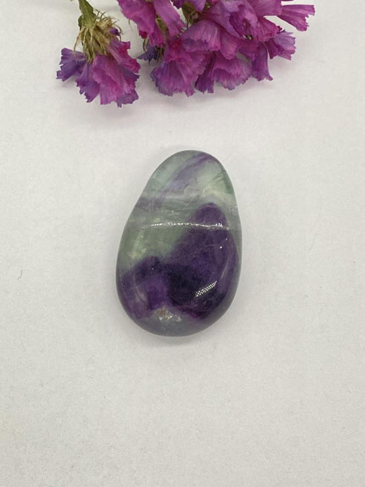 Fluorite colorful teardrop stone drilled