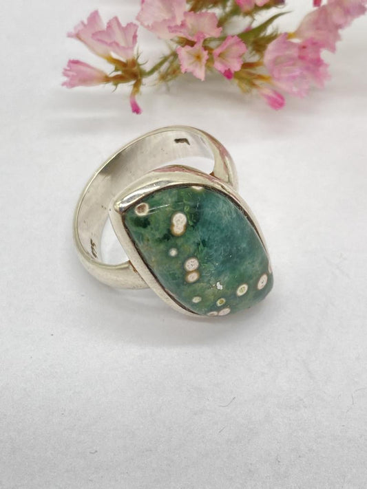 Ocean Chalcedony Ring Size 58